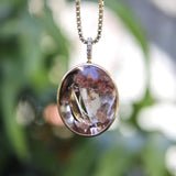 14K Gold Tom Munsteiner Rock Crystal with Crystal Inclusions Oval Pendant Necklace jewelry Kirsten's Corner 