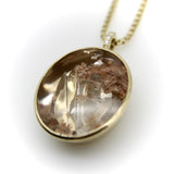 14K Gold Tom Munsteiner Rock Crystal with Crystal Inclusions Oval Pendant Necklace jewelry Kirsten's Corner 