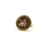 14K Gold Victorian Enamel Winged Cherub Ring Kirsten's Corner 