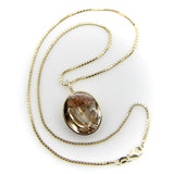 14K Gold Tom Munsteiner Rock Crystal with Crystal Inclusions Oval Pendant Necklace jewelry Kirsten's Corner 