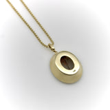 14K Gold Tom Munsteiner Rock Crystal with Crystal Inclusions Oval Pendant Necklace jewelry Kirsten's Corner 