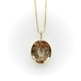 14K Gold Tom Munsteiner Rock Crystal with Crystal Inclusions Oval Pendant Necklace jewelry Kirsten's Corner 