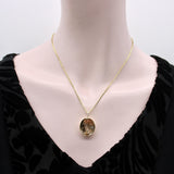 14K Gold Tom Munsteiner Rock Crystal with Crystal Inclusions Oval Pendant Necklace jewelry Kirsten's Corner 