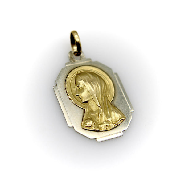 Art Deco French 18K Gold Virgin Mary or Madonna Pendant Kirsten's Corner 