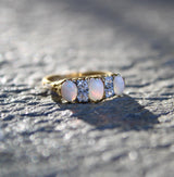 Edwardian 18K Gold Opal and Diamond Three-Stone Ring ring Kirsten's Corner 