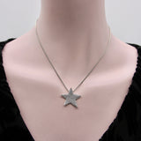 Vintage Platinum Diamond Micro Pave Star on Snake Chain Necklace Kirsten's Corner 