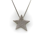 Vintage Platinum Diamond Micro Pave Star on Snake Chain Necklace Kirsten's Corner 