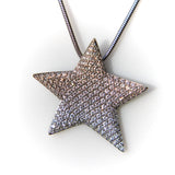 Vintage Platinum Diamond Micro Pave Star on Snake Chain Necklace Kirsten's Corner 