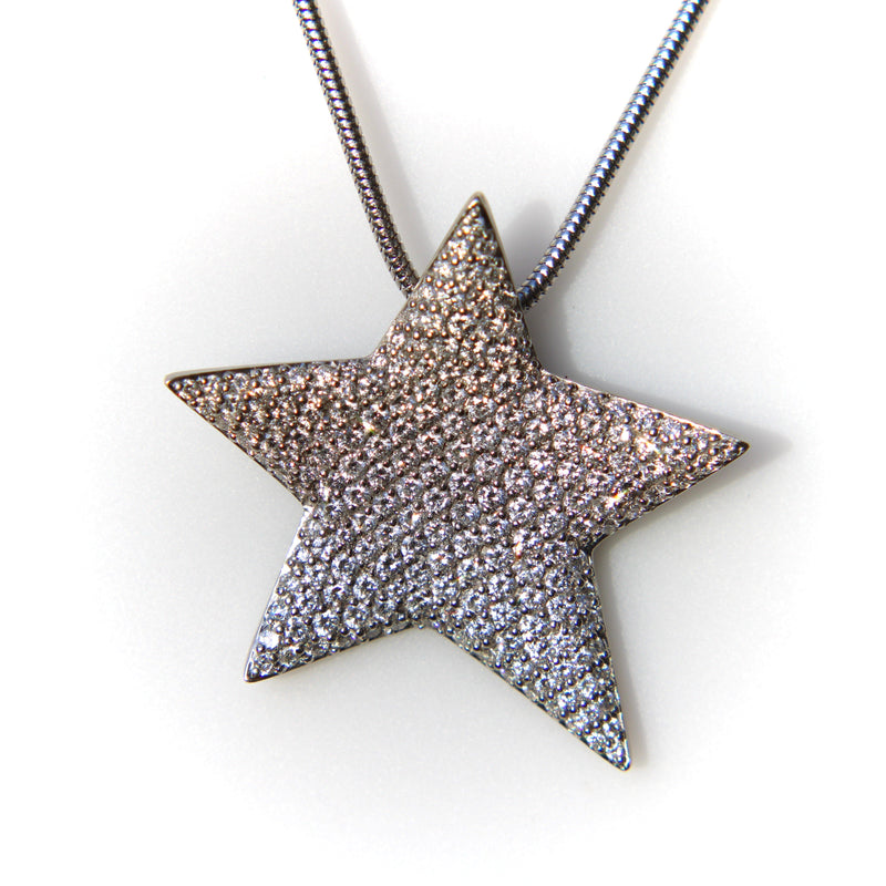 Vintage Platinum Diamond Micro Pave Star on Snake Chain Necklace Kirsten's Corner 