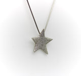 Vintage Platinum Diamond Micro Pave Star on Snake Chain Necklace Kirsten's Corner 