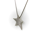 Vintage Platinum Diamond Micro Pave Star on Snake Chain Necklace Kirsten's Corner 