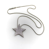 Vintage Platinum Diamond Micro Pave Star on Snake Chain Necklace Kirsten's Corner 