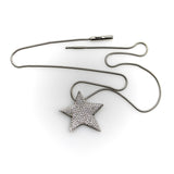 Vintage Platinum Diamond Micro Pave Star on Snake Chain Necklace Kirsten's Corner 