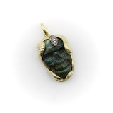 14K Gold Intertwining Snake and Carved Labradorite Skull Pendant Kirsten's Corner 