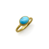 24K Gold Handmade Persian Turquoise Cabochon Ring ring Kirsten's Corner 