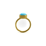 24K Gold Handmade Persian Turquoise Cabochon Ring ring Kirsten's Corner 