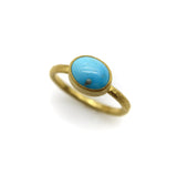 24K Gold Handmade Persian Turquoise Cabochon Ring ring Kirsten's Corner 