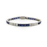 Art Deco Diamond and Sapphire Platinum Line Bracelet Bracelet Kirsten's Corner 