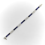 Art Deco Diamond and Sapphire Platinum Line Bracelet Bracelet Kirsten's Corner 