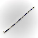 Art Deco Diamond and Sapphire Platinum Line Bracelet Bracelet Kirsten's Corner 