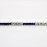 Art Deco Diamond and Sapphire Platinum Line Bracelet Bracelet Kirsten's Corner 