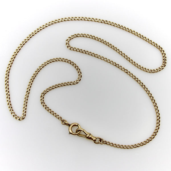 Edwardian 14K Gold Watch Chain Necklace with Dog Clip Kirsten's Corner 