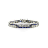 Art Deco Diamond and Sapphire Line Bracelet with Zig-Zag Pattern Bracelet Kirsten's Corner 