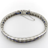 Art Deco Diamond and Sapphire Line Bracelet with Zig-Zag Pattern Bracelet Kirsten's Corner 