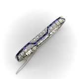 Art Deco Diamond and Sapphire Line Bracelet with Zig-Zag Pattern Bracelet Kirsten's Corner 