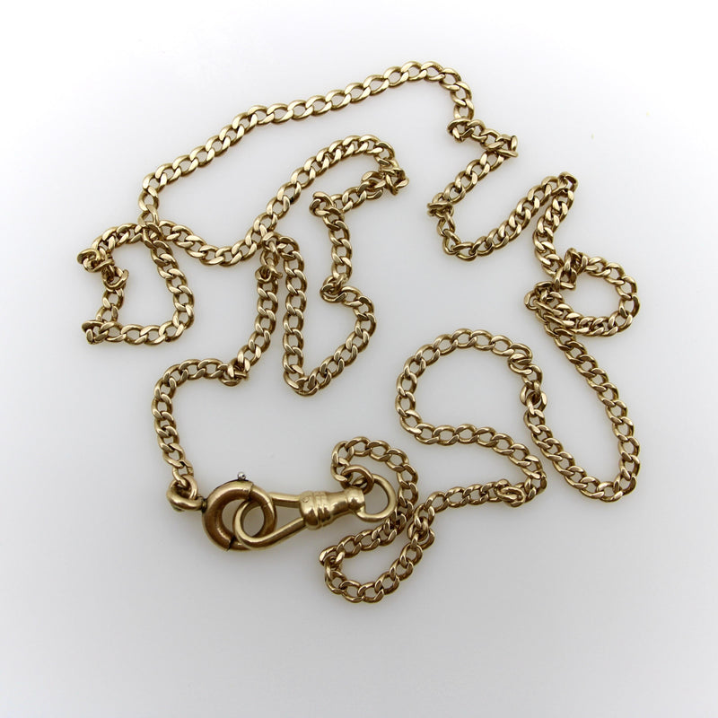 Edwardian 14K Gold Watch Chain Necklace with Dog Clip Kirsten's Corner 