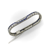 Art Deco Diamond and Sapphire Line Bracelet with Zig-Zag Pattern Bracelet Kirsten's Corner 