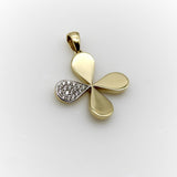 14K Gold Lucky Four-Leaf Clover Charm with Pave Diamonds Kirsten's Corner 