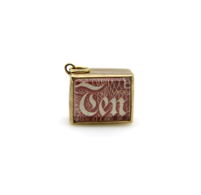 Vintage 9K Gold Ten Pound Note Charm Charm Kirsten's Corner Jewelry 