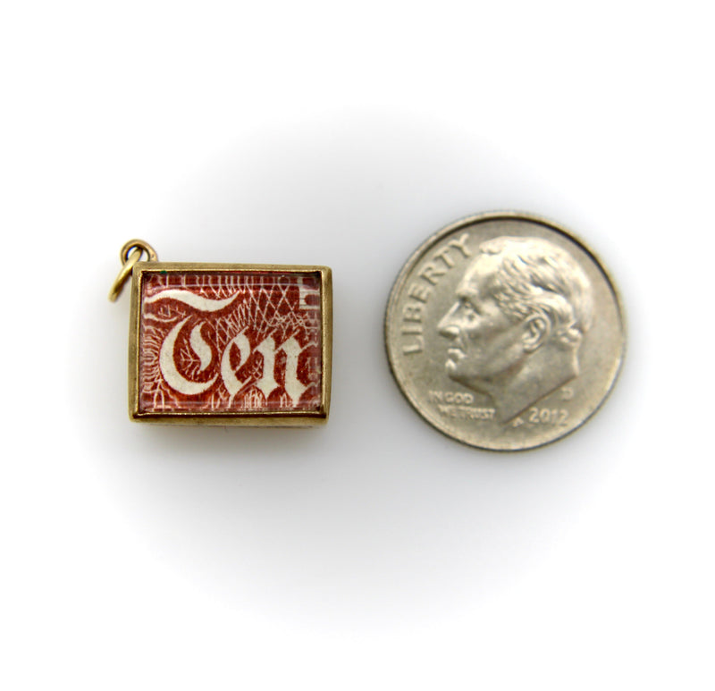 Vintage 9K Gold Ten Pound Note Charm Charm Kirsten's Corner Jewelry 