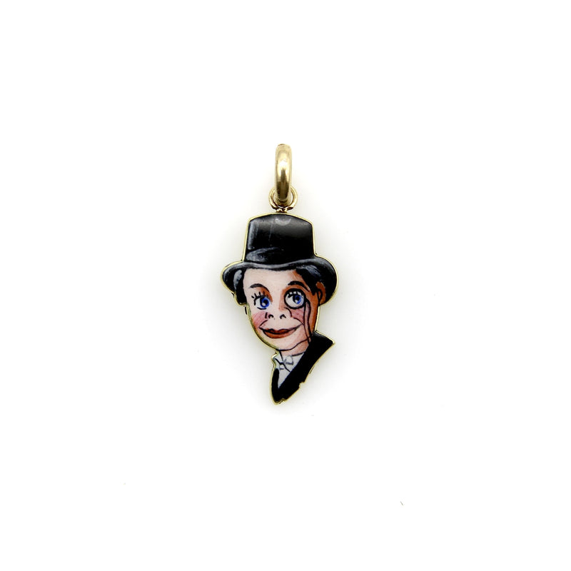 Retro 14K Gold Enamel Charlie McCarthy Puppet Charm Kirsten's Corner 