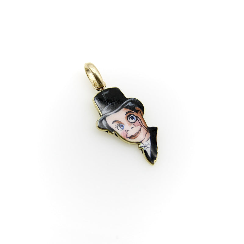 Retro 14K Gold Enamel Charlie McCarthy Puppet Charm Kirsten's Corner 