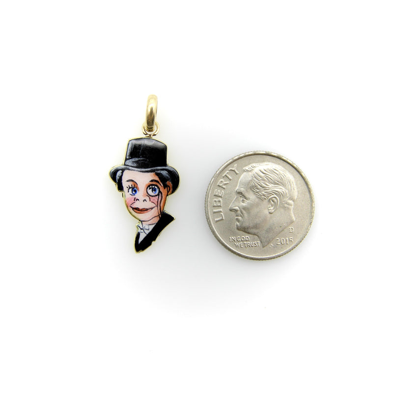 Retro 14K Gold Enamel Charlie McCarthy Puppet Charm Kirsten's Corner 