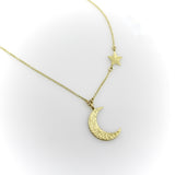 18K Gold Me & Ro Paisley Moon and Star Necklace Necklace Kirsten's Corner 