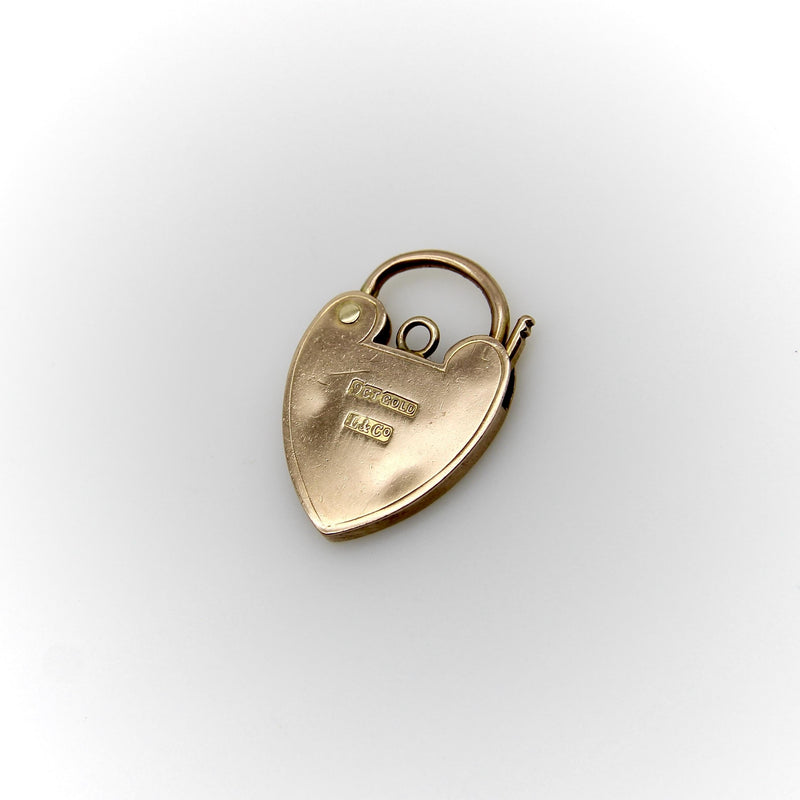 Edwardian 9K Gold Hand Engraved Heart Padlock Kirsten's Corner 