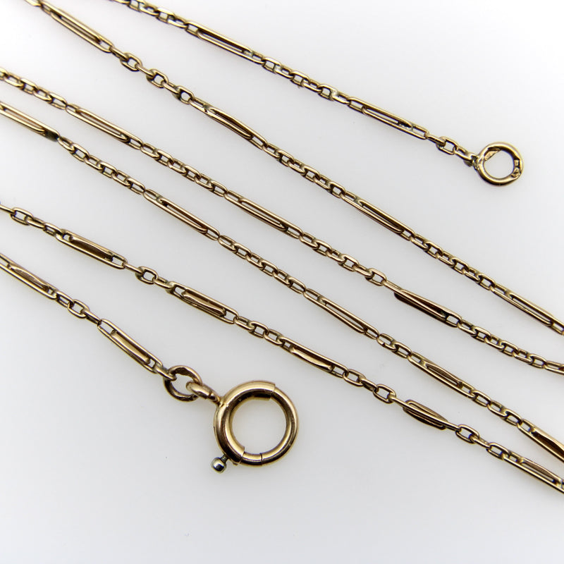 Edwardian 14K Gold Portuguese Delicate Alternating Link Chain Kirsten's Corner 