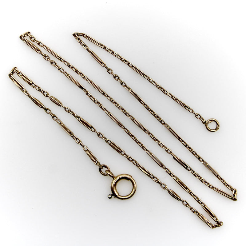 Edwardian 14K Gold Portuguese Delicate Alternating Link Chain Kirsten's Corner 