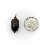 Acorn Pendant Carved of Jet with 14K Gold Bail Pendant, Charm Kirsten's Corner 