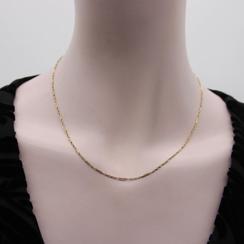 Edwardian 14K Gold Portuguese Delicate Alternating Link Chain Kirsten's Corner 