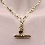 14K Gold Victorian T-Bar with Oval Chain Link Extension Pendant Kirsten's Corner 