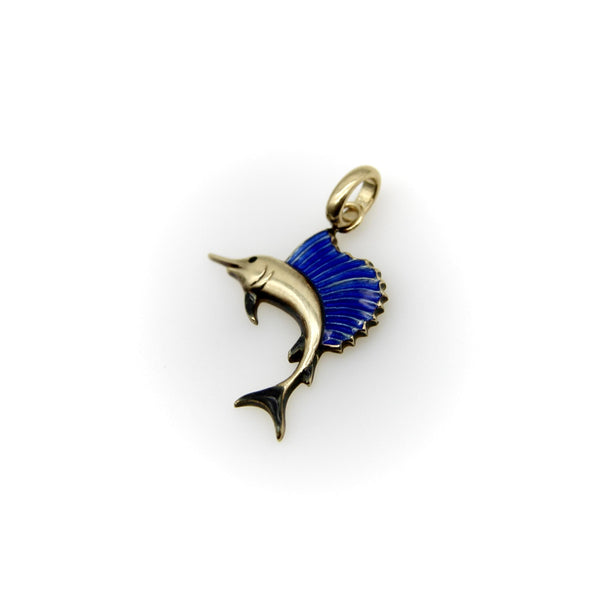 Retro 14K Gold Enameled Swordfish Pedant Kirsten's Corner 