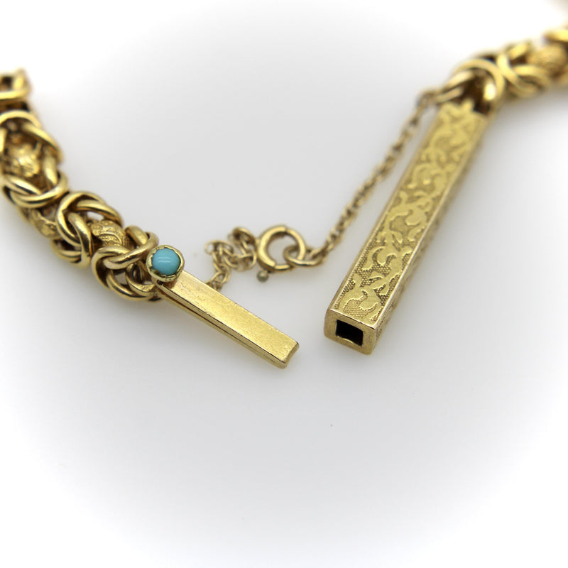 Victorian 14K Gold Fancy Link Long Guard Chain with Embossed Details Kirsten's Corner 