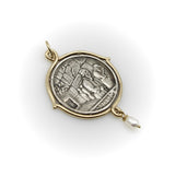Sterling Silver and 14K Gold Brother Wolf Wailing Wall Medallion Pendant Kirsten's Corner 