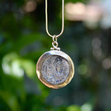 Sterling Silver and 14K Gold Brother Wolf Our Lady of Lourdes Medallion Kirsten's Corner 