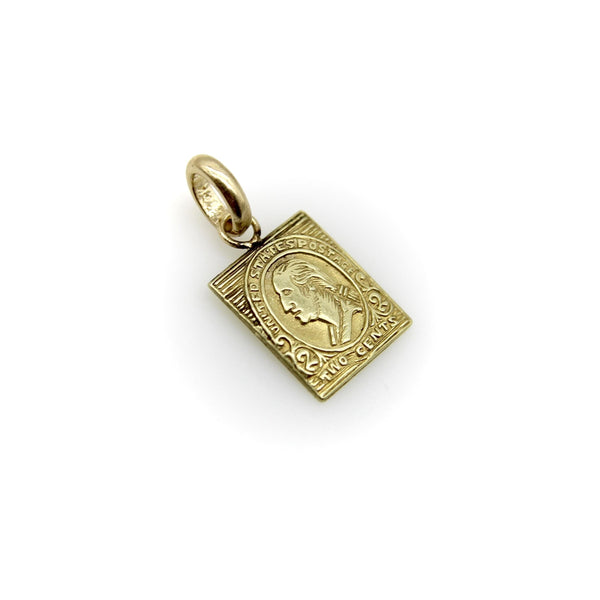 14K Gold Miniature Washington 2 Cent Stamp Charm Kirsten's Corner 