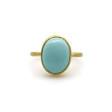 24K Gold Handmade Robin’s Egg Blue Persian Turquoise Cabochon Ring ring Kirsten's Corner 